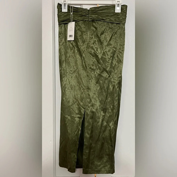 Vince Metallic Twist Front Cotton Blend Skirt in Green - Picture 8 of 10